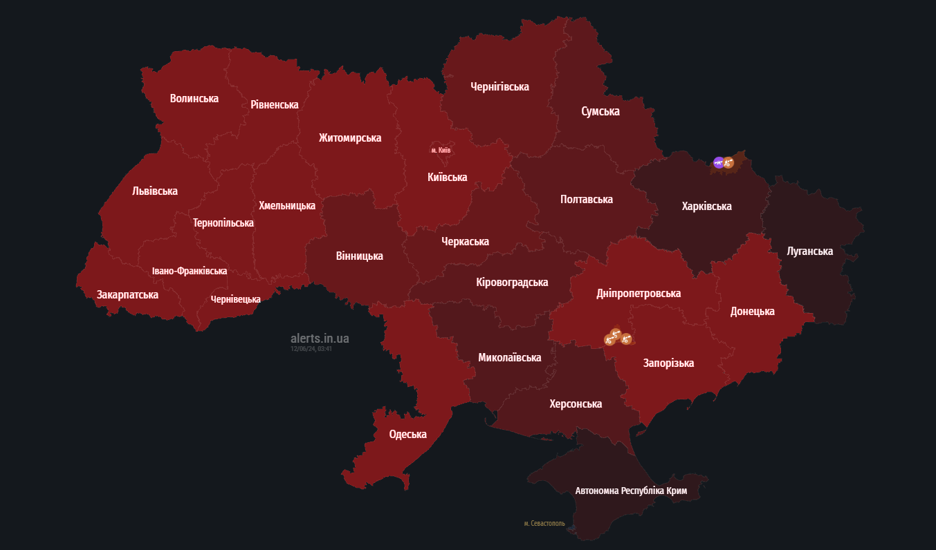 В Україні оголошено масштабну повітряну тривогу: Росія запустила дрони і ракети